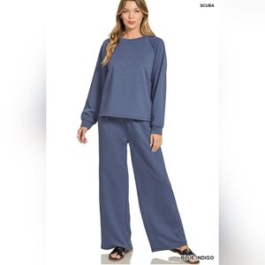 #934 ZENANA SCUBA CREWNECK PULLOVER & PANTS 2 PIECE SET
